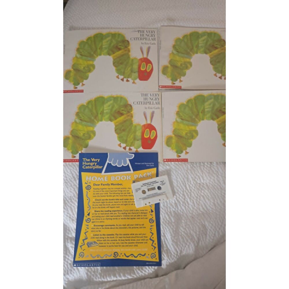 Lot of 4 books The Very Hungry Caterpillar by Eric Carle with cassette